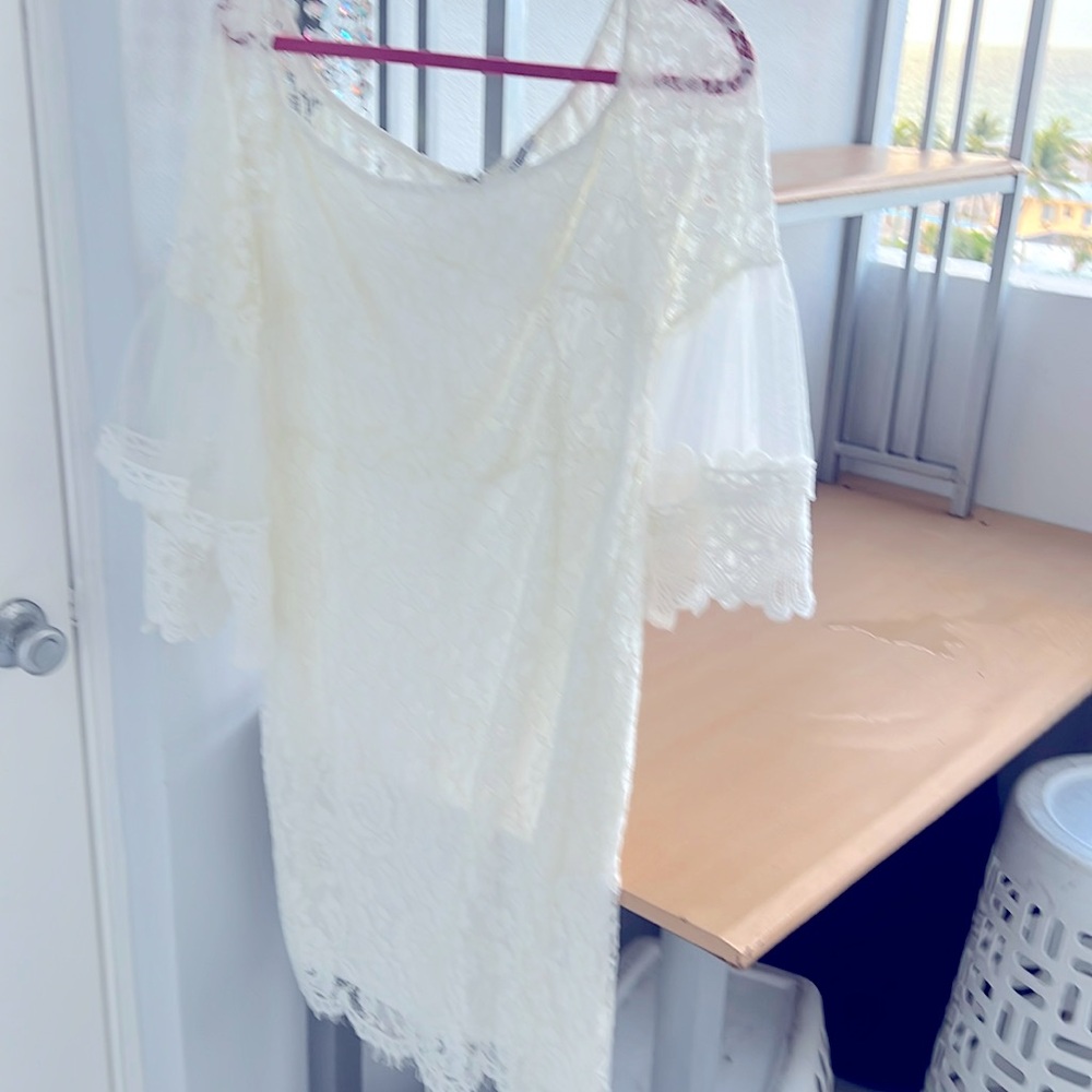 Creamy white boho beach style wedding dress or white party attire